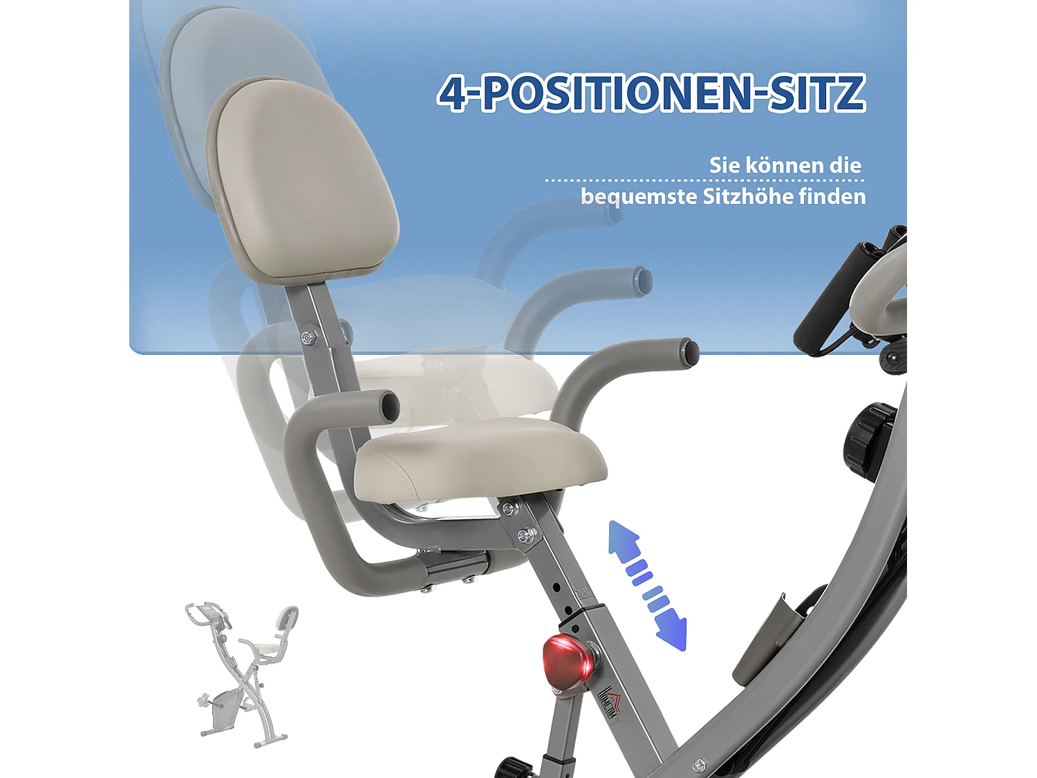 Vélo d'appartement pliable 2-en-1 avec écran LCD, résistance magnétique 8 niveaux, acier, gris (105x48x118 cm)