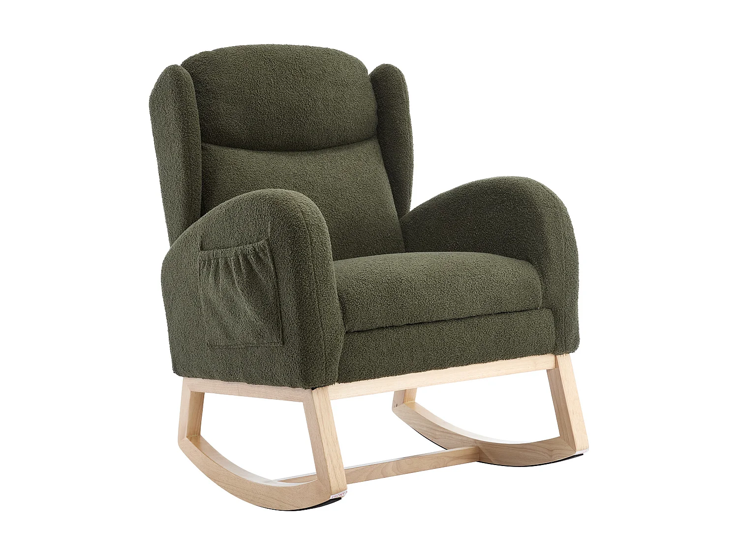 Fauteuil à bascule avec repose-pieds réglable, design ergonomique, tissu teddy, vert (122.5x70x104cm)