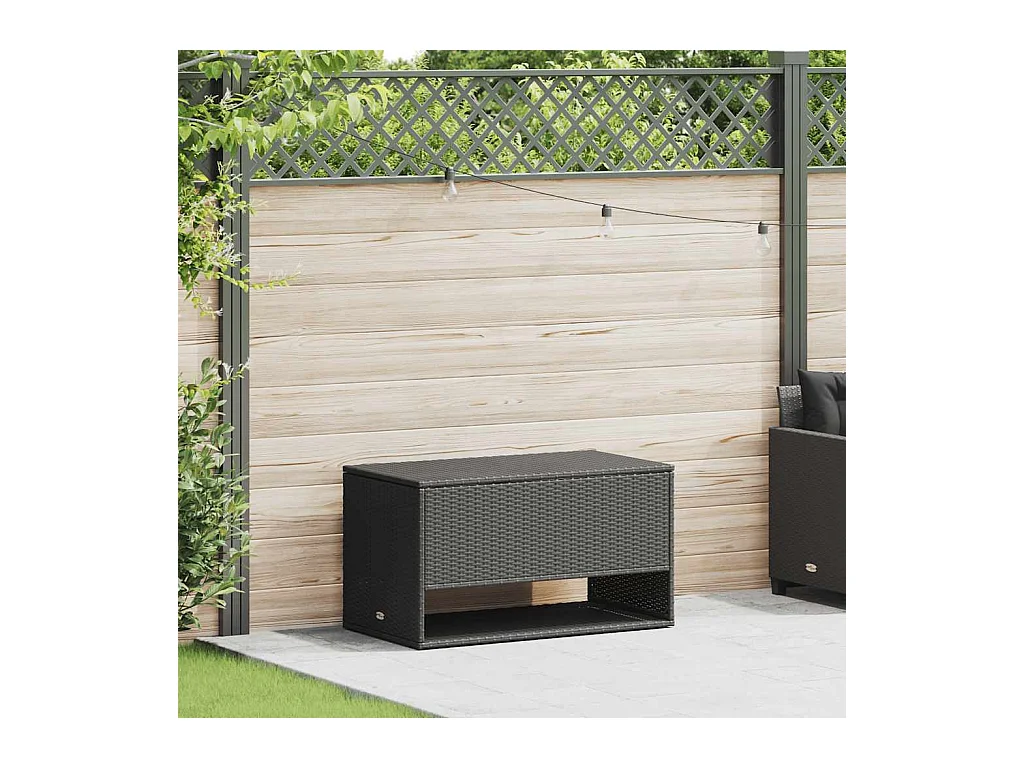 Coffre à coussins d'extérieur noir 100x55x55,5cm résine tressée