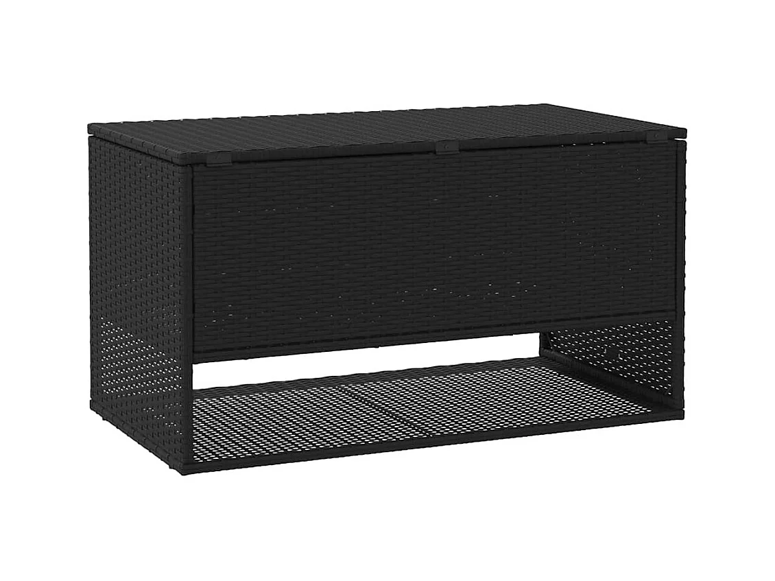 Coffre à coussins d'extérieur noir 100x55x55,5cm résine tressée