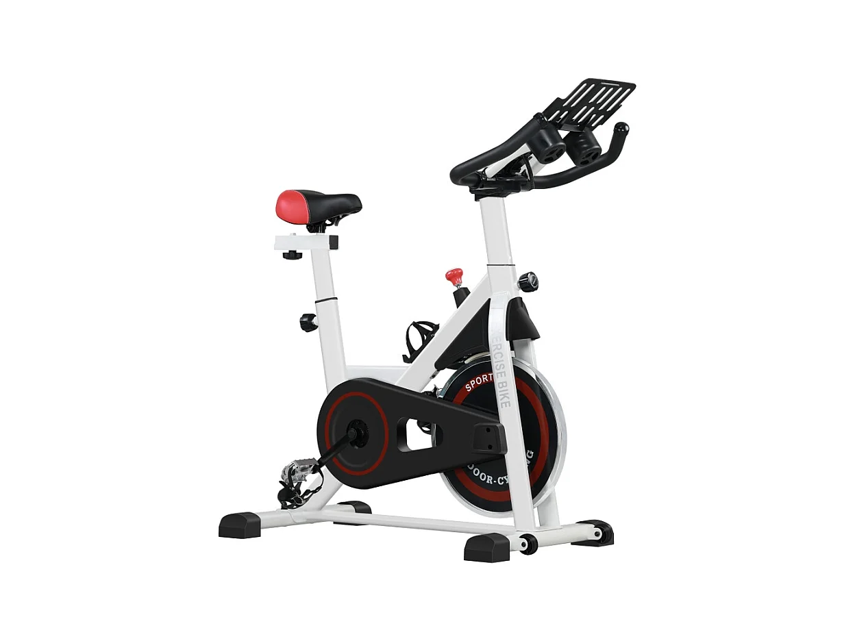Vélo d'appartement avec résistance réglable, ABS, blanc/noir, 8kg volant d'inertie (103x53x114cm)