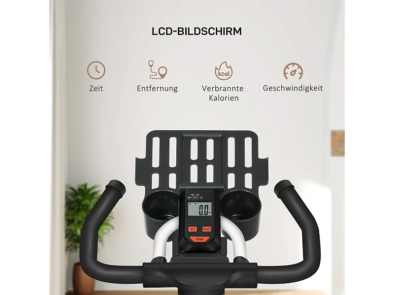 Hometrainer met verstelbare weerstand, ABS, wit/zwart, vliegwiel 8 kg (103x53x114cm)