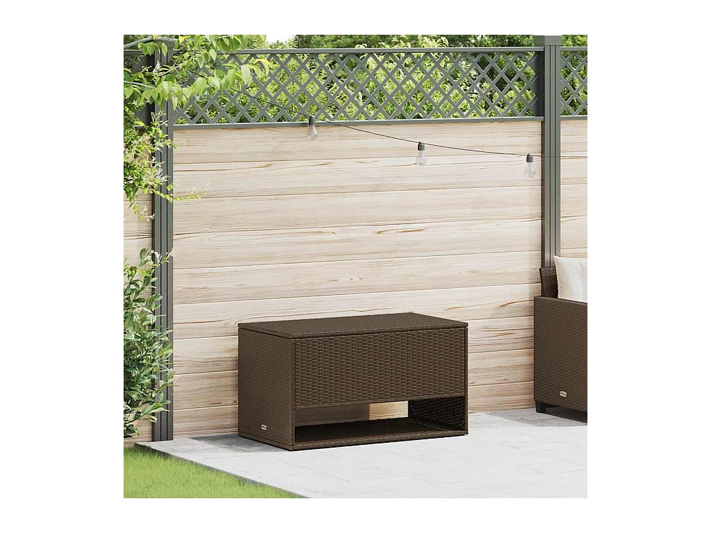 Coffre à coussins d'extérieur marron 100x55x55,5 cm polyrotin