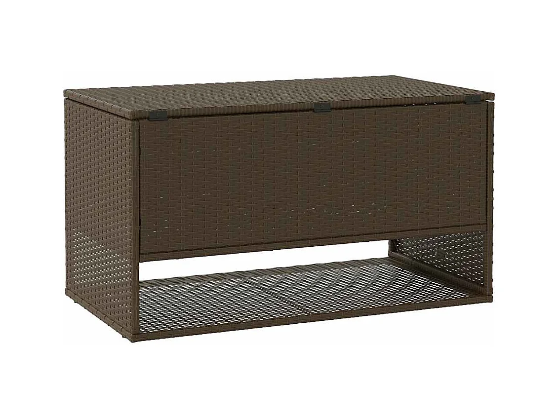 Coffre à coussins d'extérieur marron 100x55x55,5 cm polyrotin