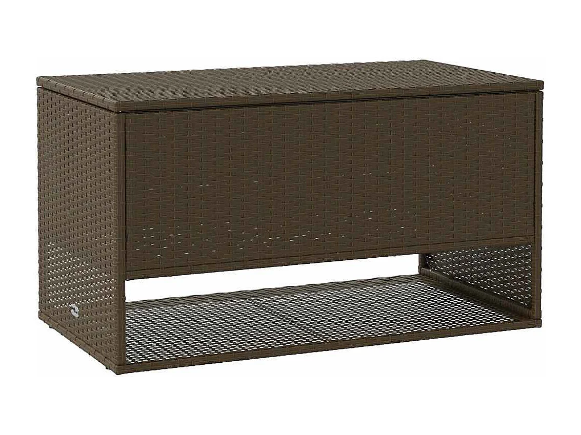 Coffre à coussins d'extérieur marron 100x55x55,5 cm polyrotin