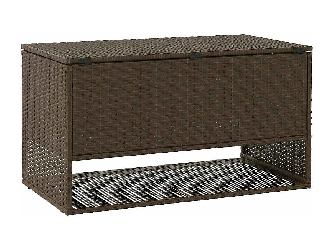Coffre à coussins d'extérieur marron 100x55x55,5 cm polyrotin