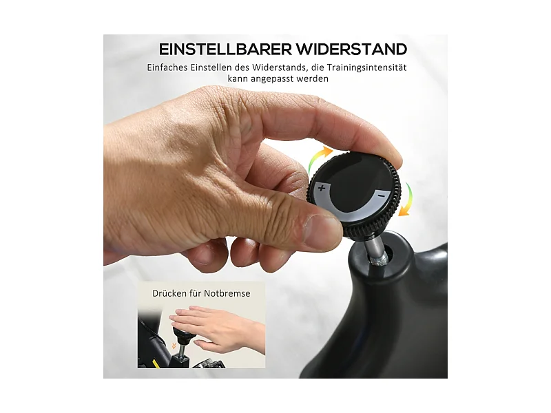 Vélo d'appartement avec siège et résistance réglables, capteur de fréquence cardiaque, ABS, jaune (118x50x115 cm)