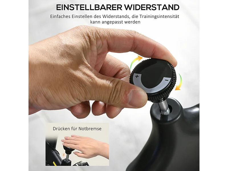 Vélo d'appartement avec siège et résistance réglables, capteur de fréquence cardiaque, ABS, jaune (118x50x115 cm)