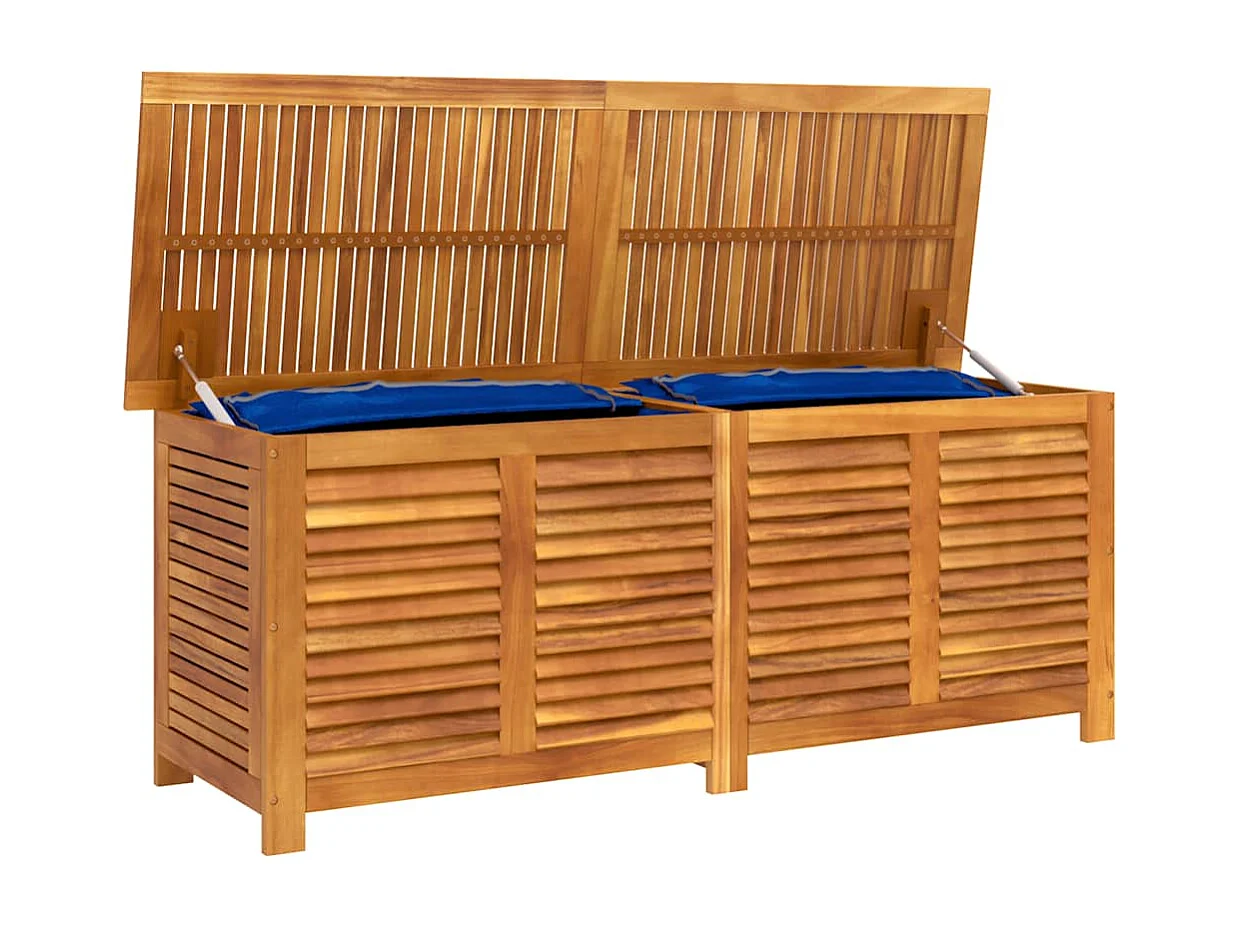 Caja de almacenamiento para jardín con contraventanas de madera de acacia de 150 x 50 x 56 cm.