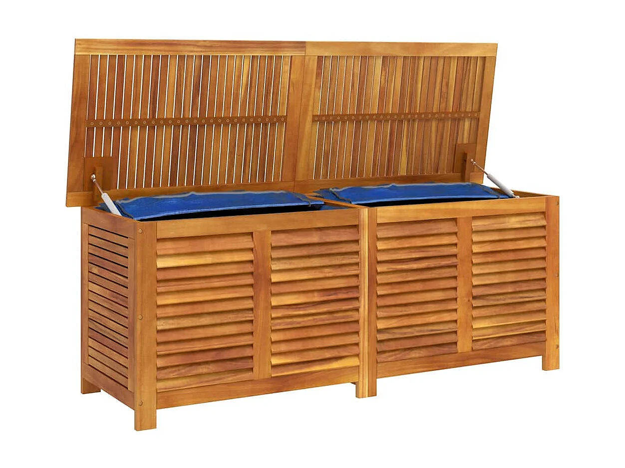 Caja de almacenamiento para jardín con contraventanas de madera de acacia de 150 x 50 x 56 cm.