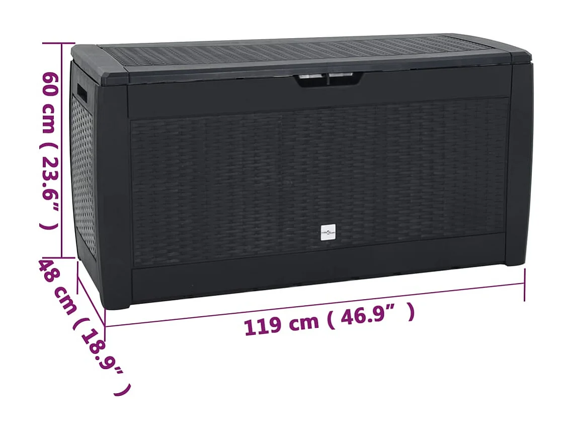 Boîte de stockage jardin Anthracite 119x48x60 cm Polypropylène
