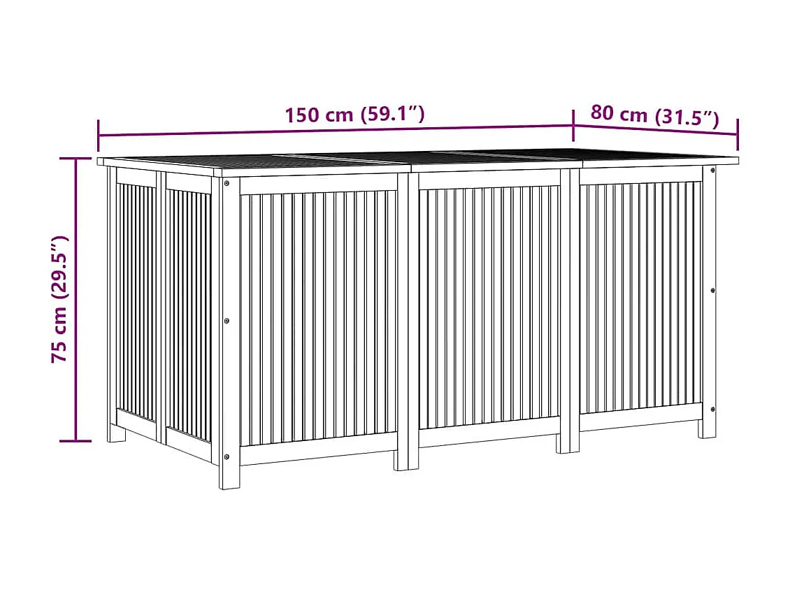 Cassapanca da giardino 150x80x75 cm in legno massello di acacia