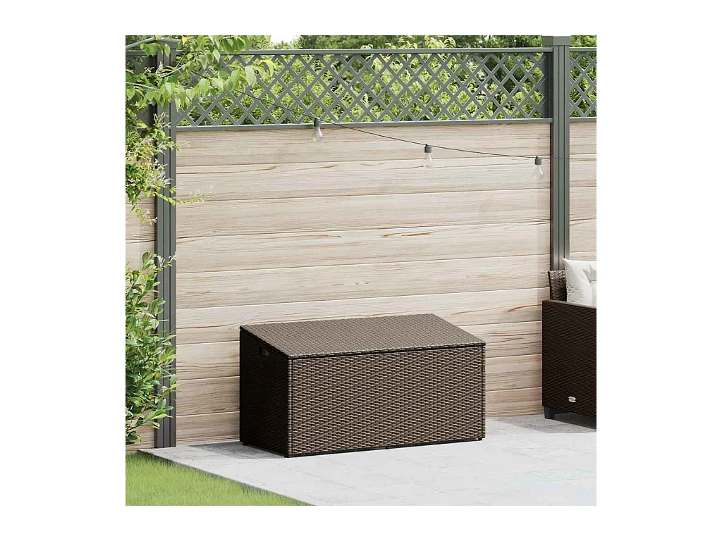 Boîte de rangement de jardin marron 110x50x58 cm résine tressée