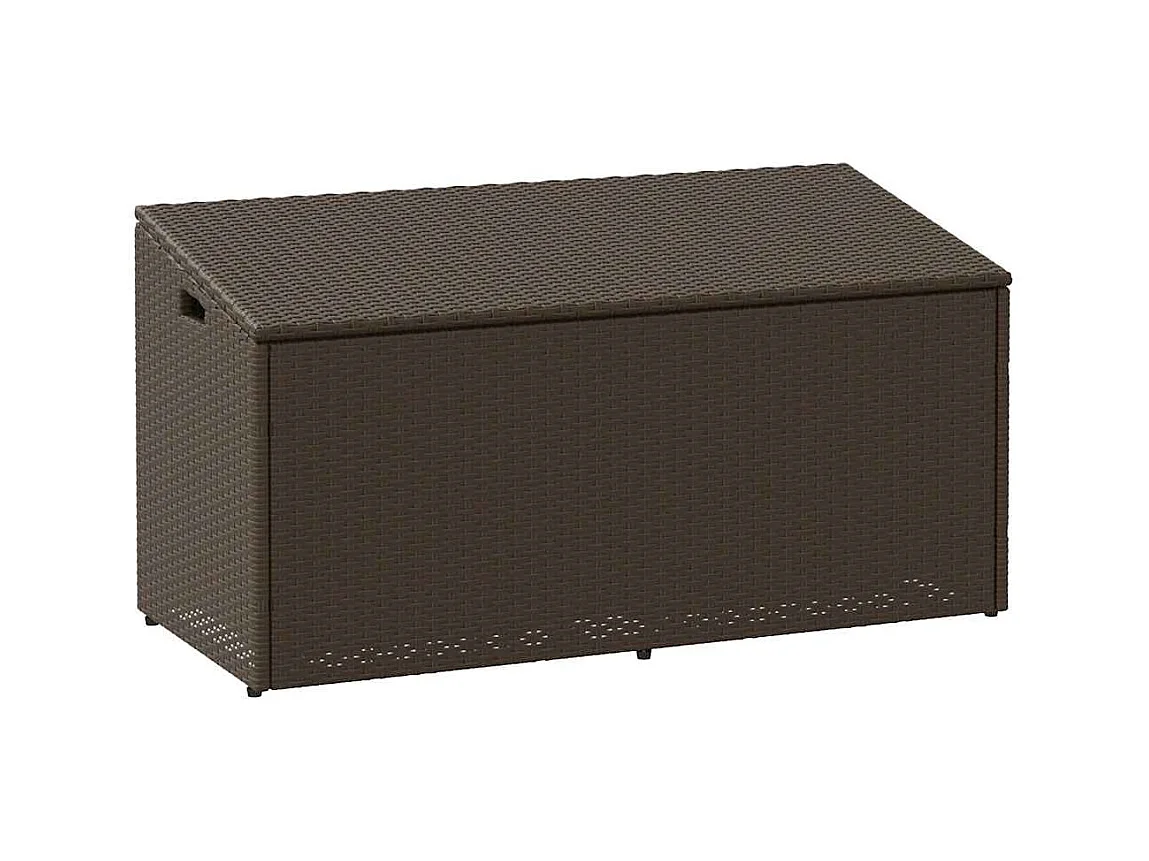 Cassapanca da giardino marrone 110x50x58 cm in resina intrecciata
