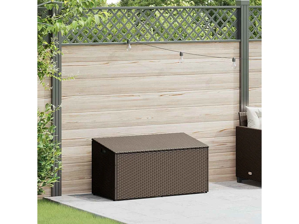 Boîte de rangement de jardin marron 110x50x58 cm résine tressée