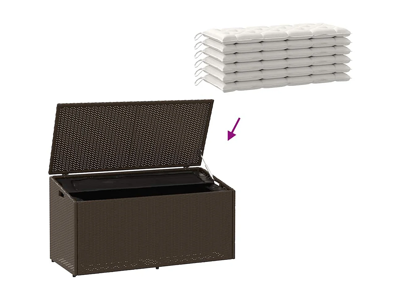 Boîte de rangement de jardin marron 110x50x58 cm résine tressée