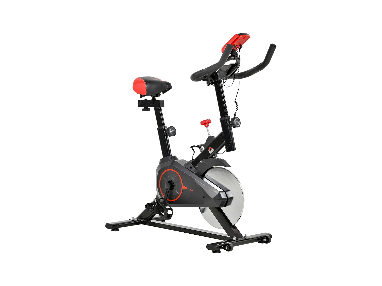 Vélo d'appartement avec écran LCD, siège réglable et résistance ajustable, acier, noir (85x46x114cm)