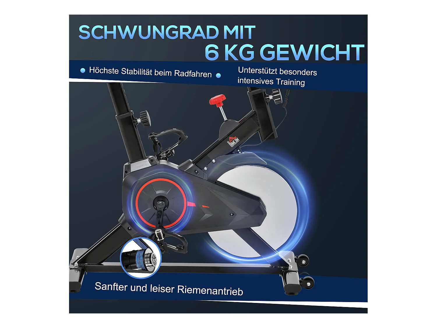 Vélo d'appartement avec écran LCD, siège réglable et résistance ajustable, acier, noir (85x46x114cm)