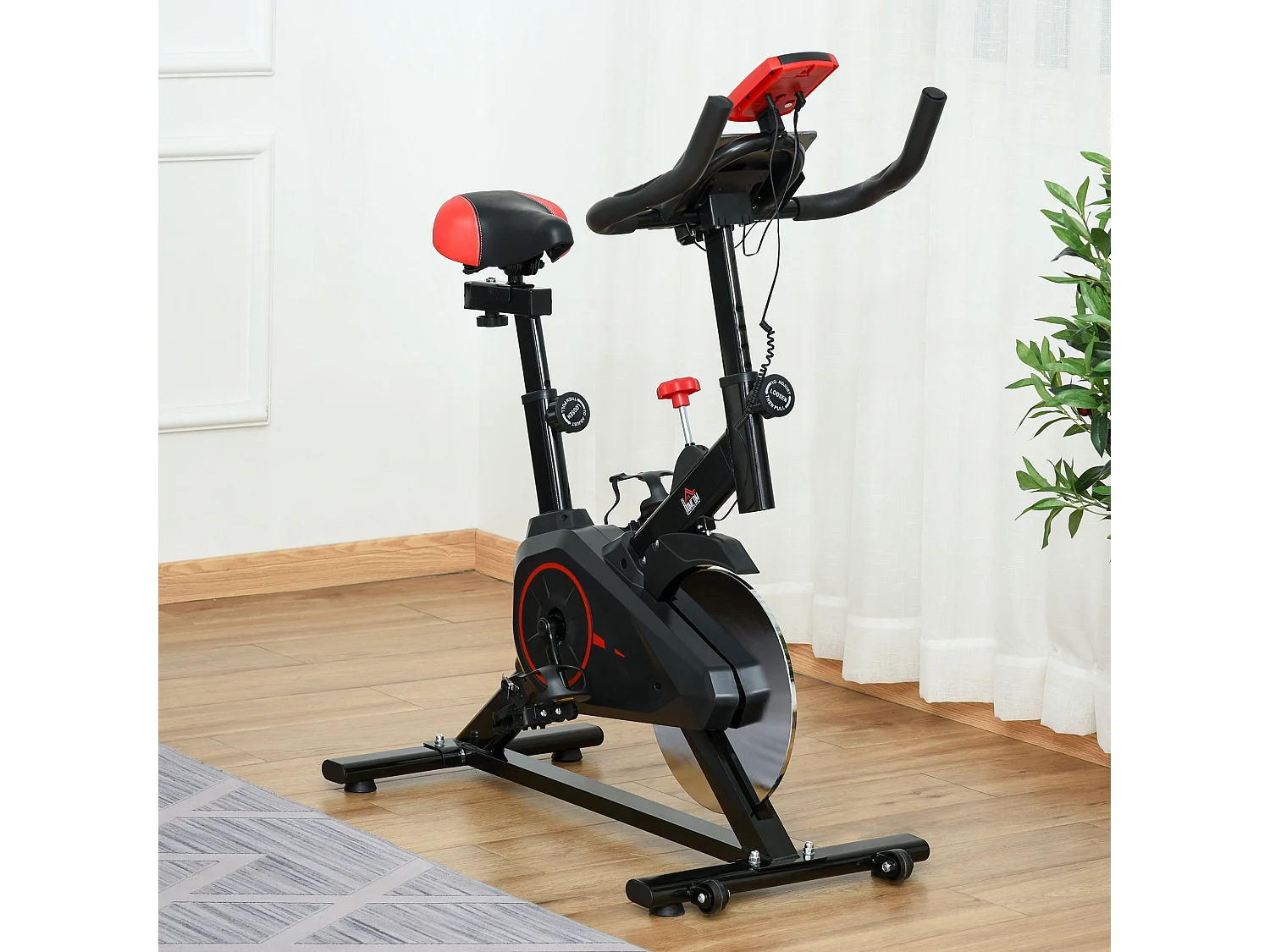 Vélo d'appartement avec écran LCD, siège réglable et résistance ajustable, acier, noir (85x46x114cm)