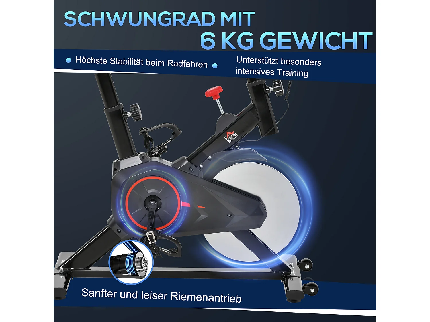 Vélo d'appartement avec écran LCD, siège réglable et résistance ajustable, acier, noir (85x46x114cm)