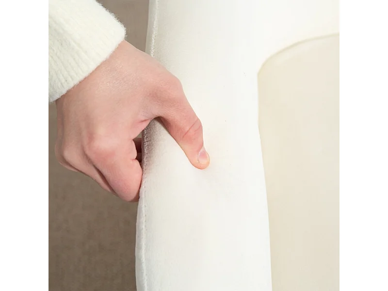 Fauteuil à bascule avec accoudoirs, design élégant, polyester velouté, blanc crème (85x68x89cm)