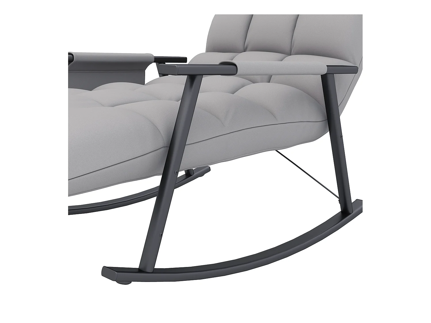 Fauteuil à bascule relaxant avec repose-pieds réglable, dossier inclinable jusqu'à 120kg, microfibre grise, avec poche latérale (134x60x70cm)