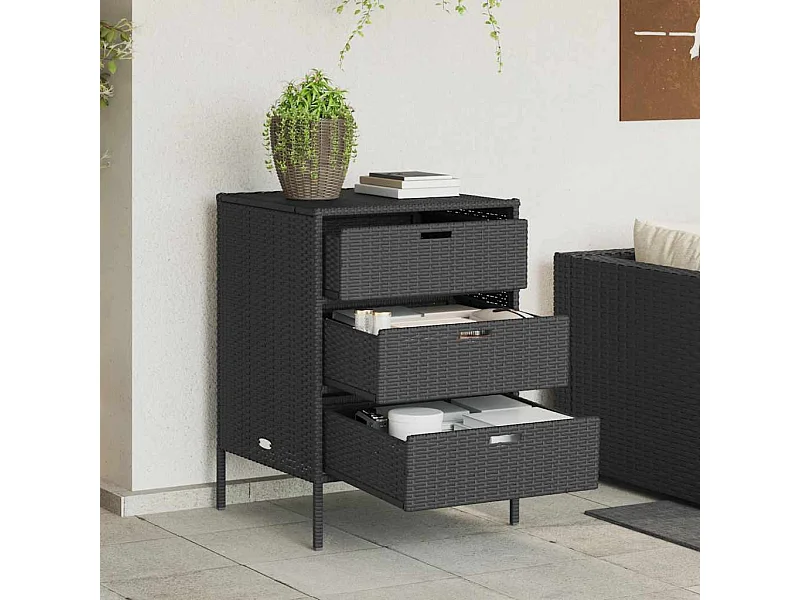 Zwarte tuinkast 55x59x80 cm geweven hars