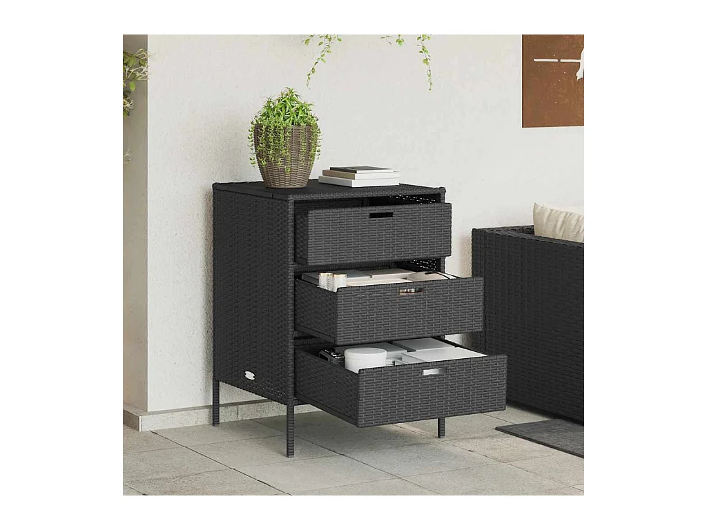 Zwarte tuinkast 55x59x80 cm geweven hars