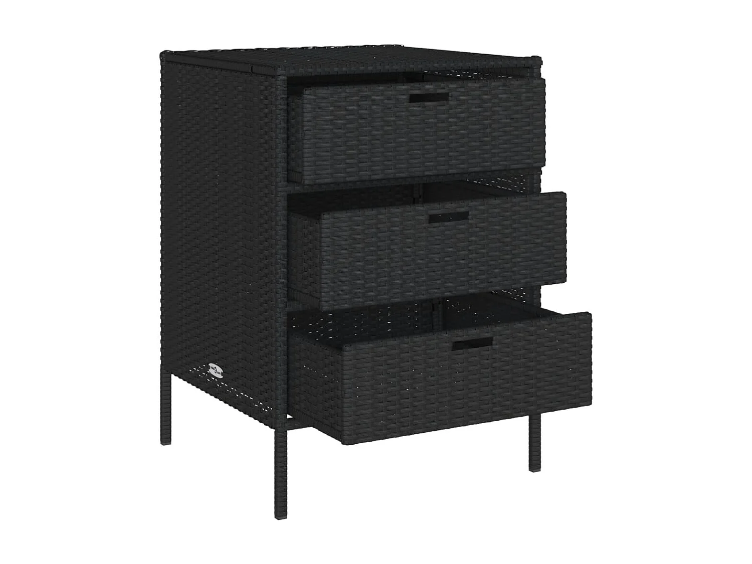 Mueble de jardín negro de resina trenzada, 55x59x80 cm