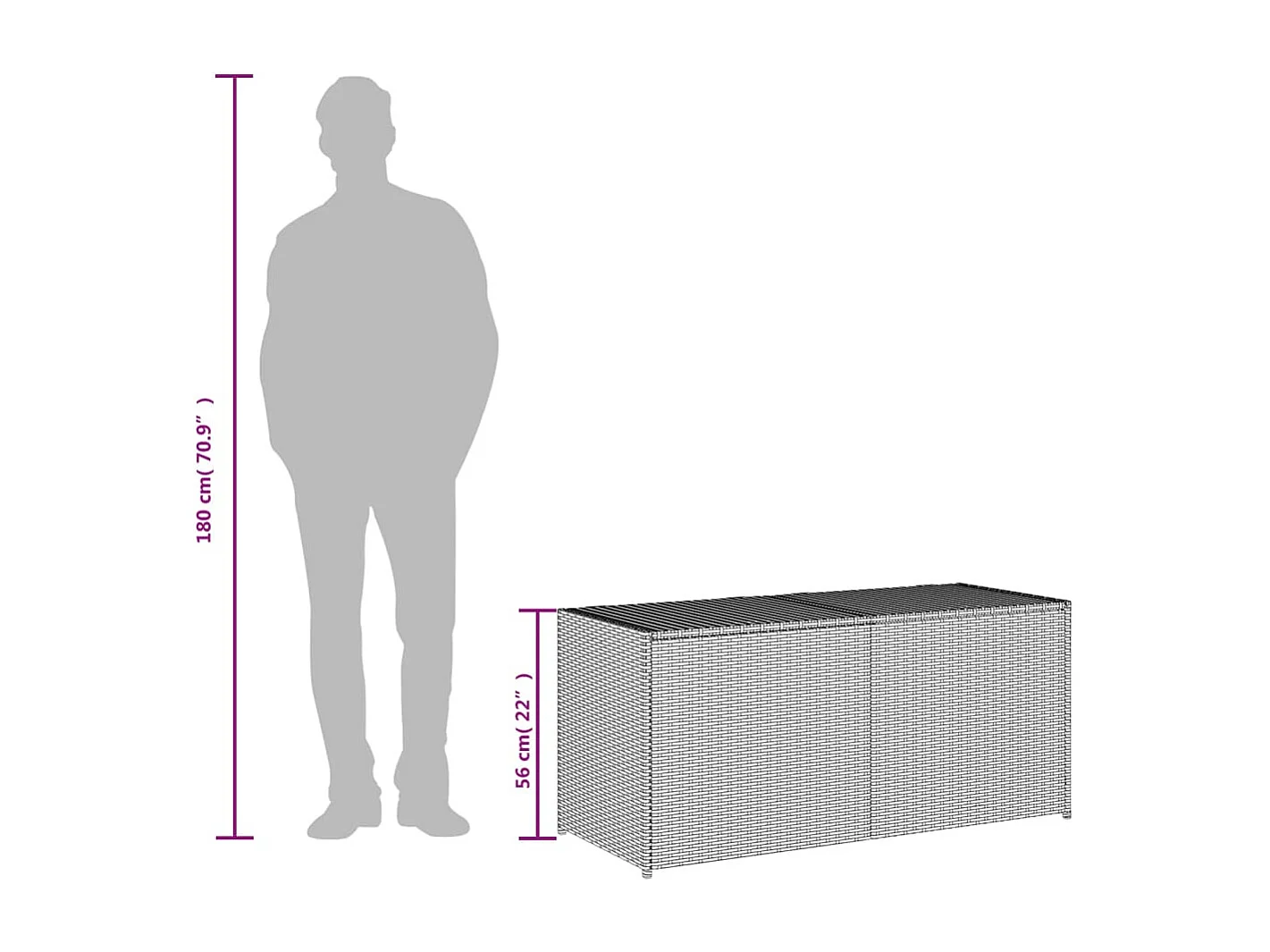 Caja de almacenamiento de jardín marrón de 283 l de resina tejida
