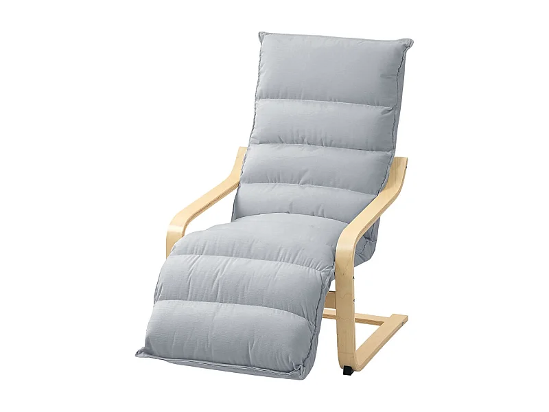 Fauteuil relax à repose-pieds réglable, design ergonomique, velours, gris clair (67x93-114x105 cm)