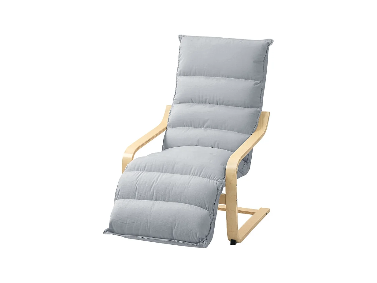 Fauteuil relax à repose-pieds réglable, design ergonomique, velours, gris clair (67x93-114x105 cm)