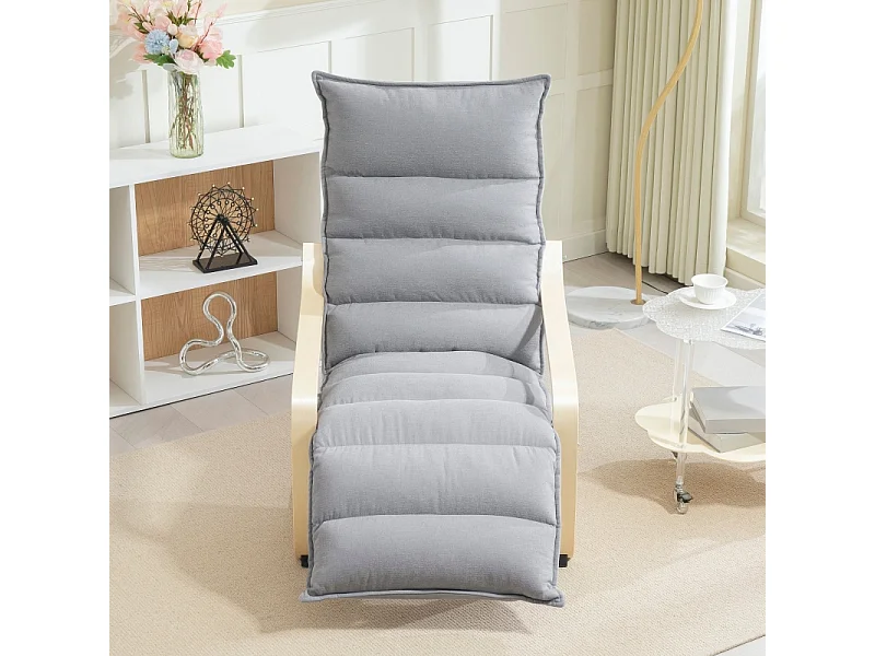 Fauteuil relax à repose-pieds réglable, design ergonomique, velours, gris clair (67x93-114x105 cm)