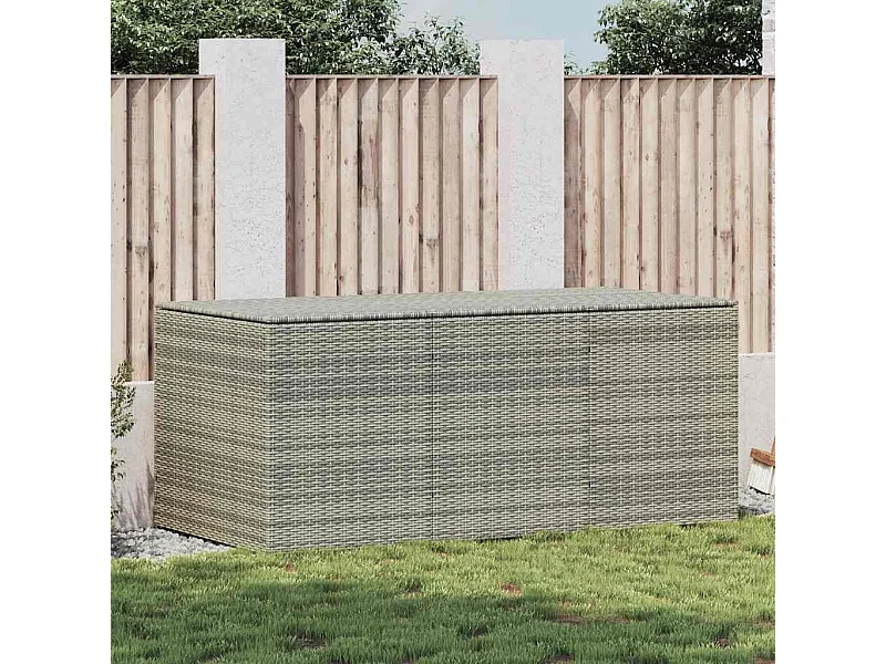Caja de almacenamiento para jardín de resina tejida, 180 x 90 x 70 cm, color gris