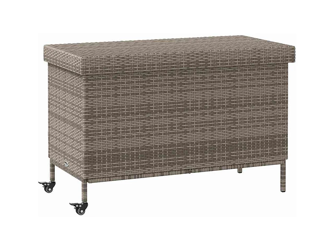 Boîte de rangement de jardin et roues gris résine tressée