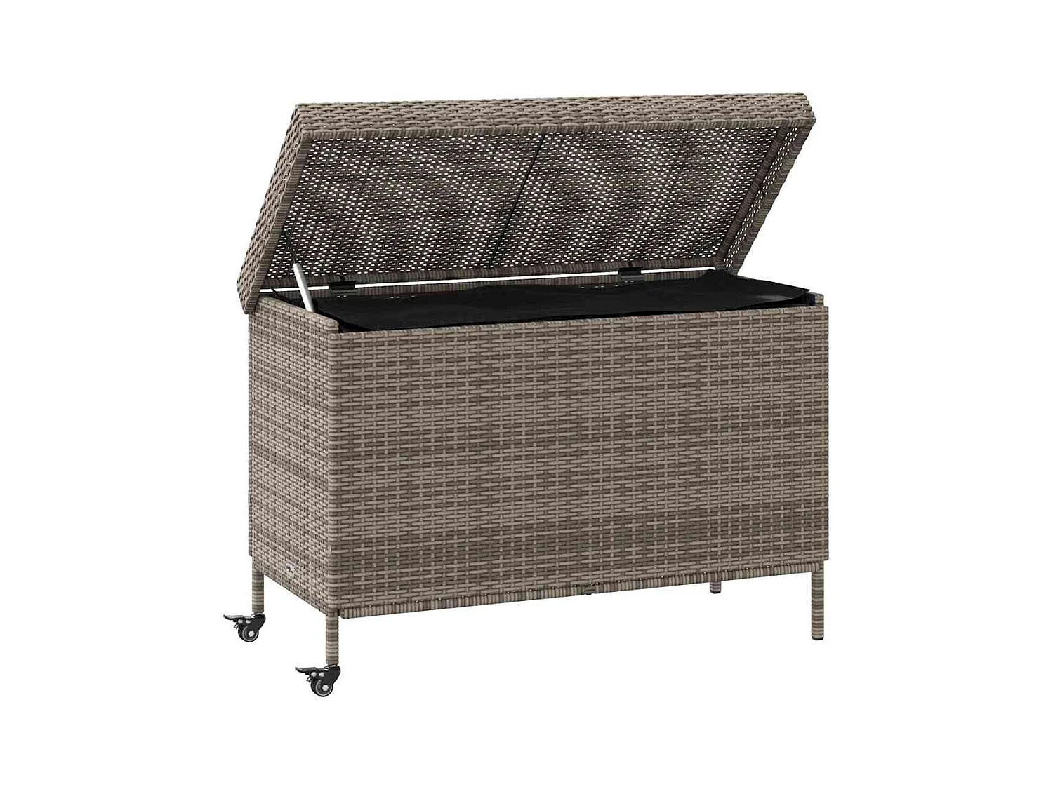 Boîte de rangement de jardin et roues gris résine tressée