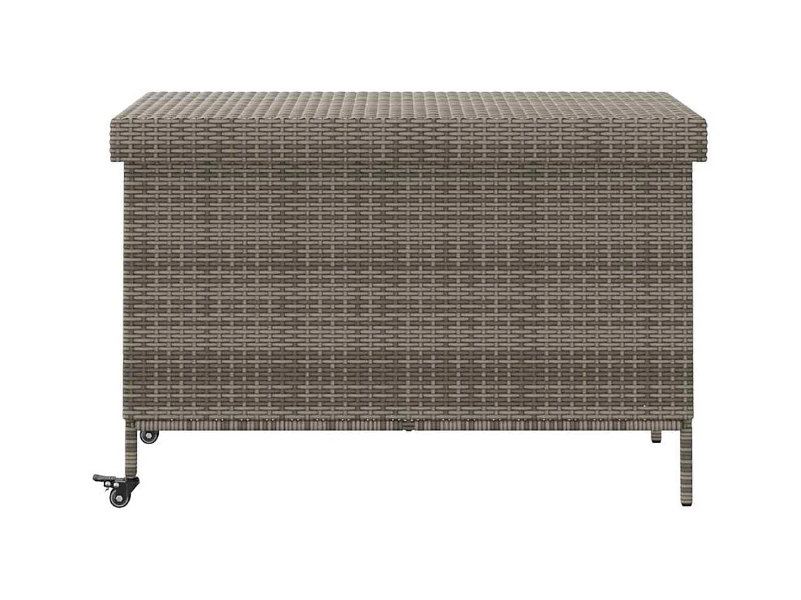 Boîte de rangement de jardin et roues gris résine tressée