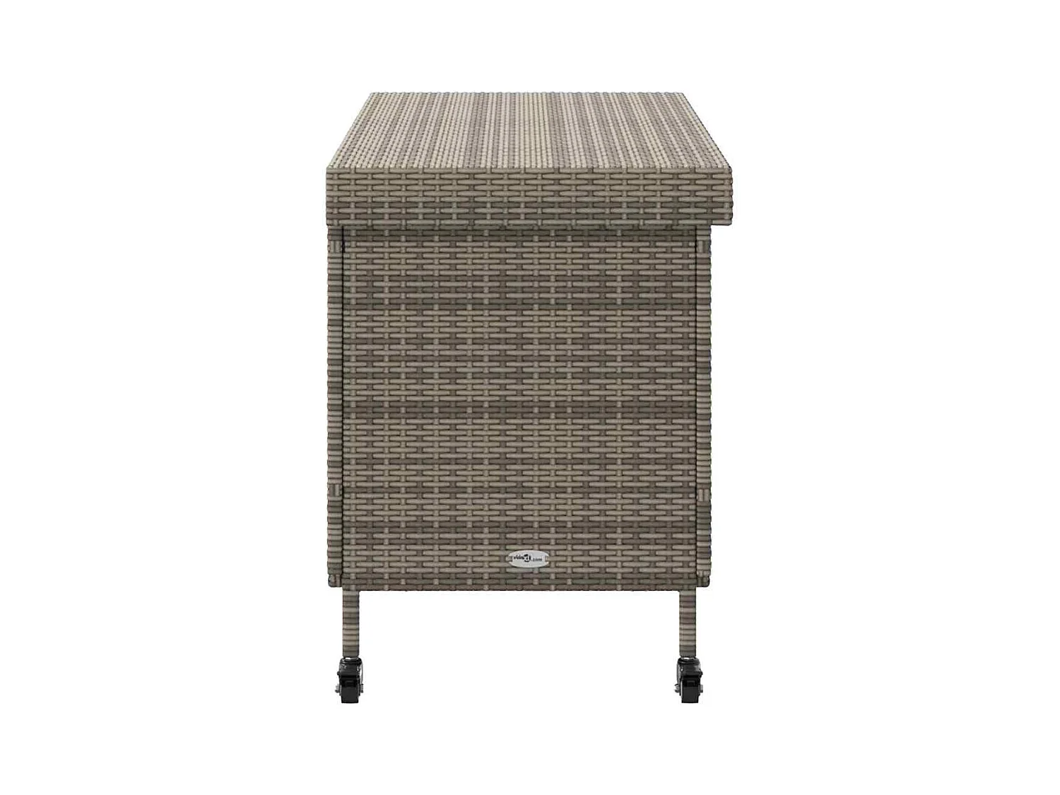 Boîte de rangement de jardin et roues gris résine tressée