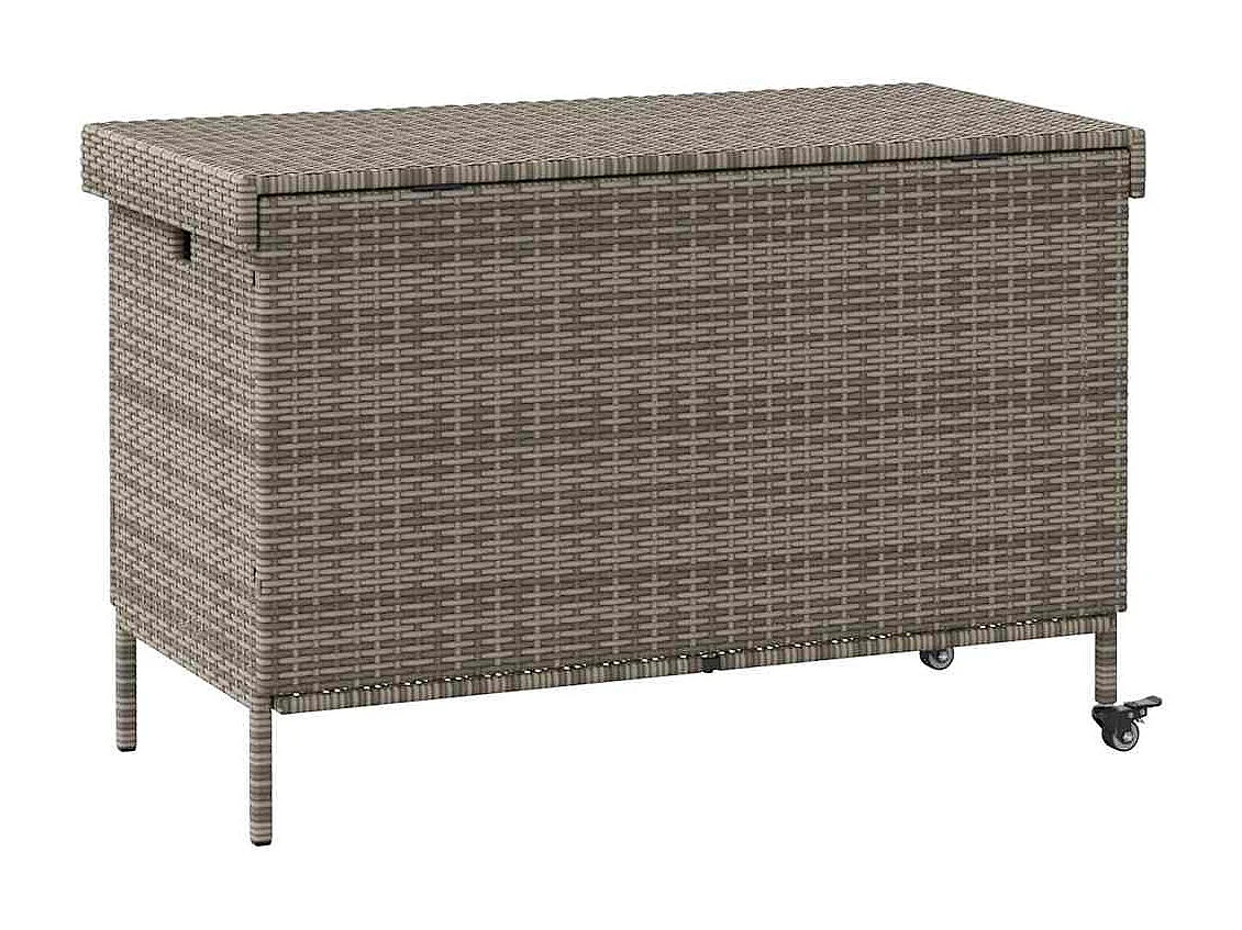 Boîte de rangement de jardin et roues gris résine tressée