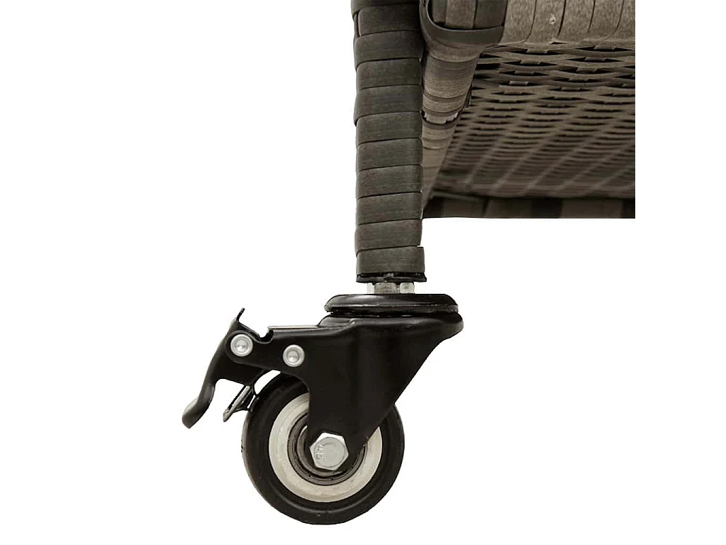 Boîte de rangement de jardin et roues gris résine tressée