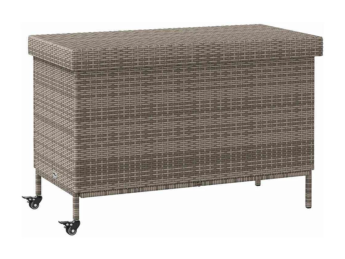 Boîte de rangement de jardin et roues gris résine tressée