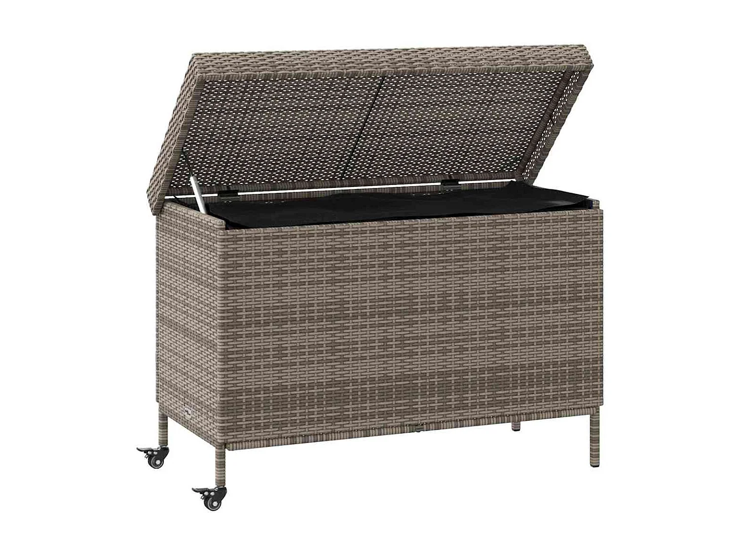 Boîte de rangement de jardin et roues gris résine tressée