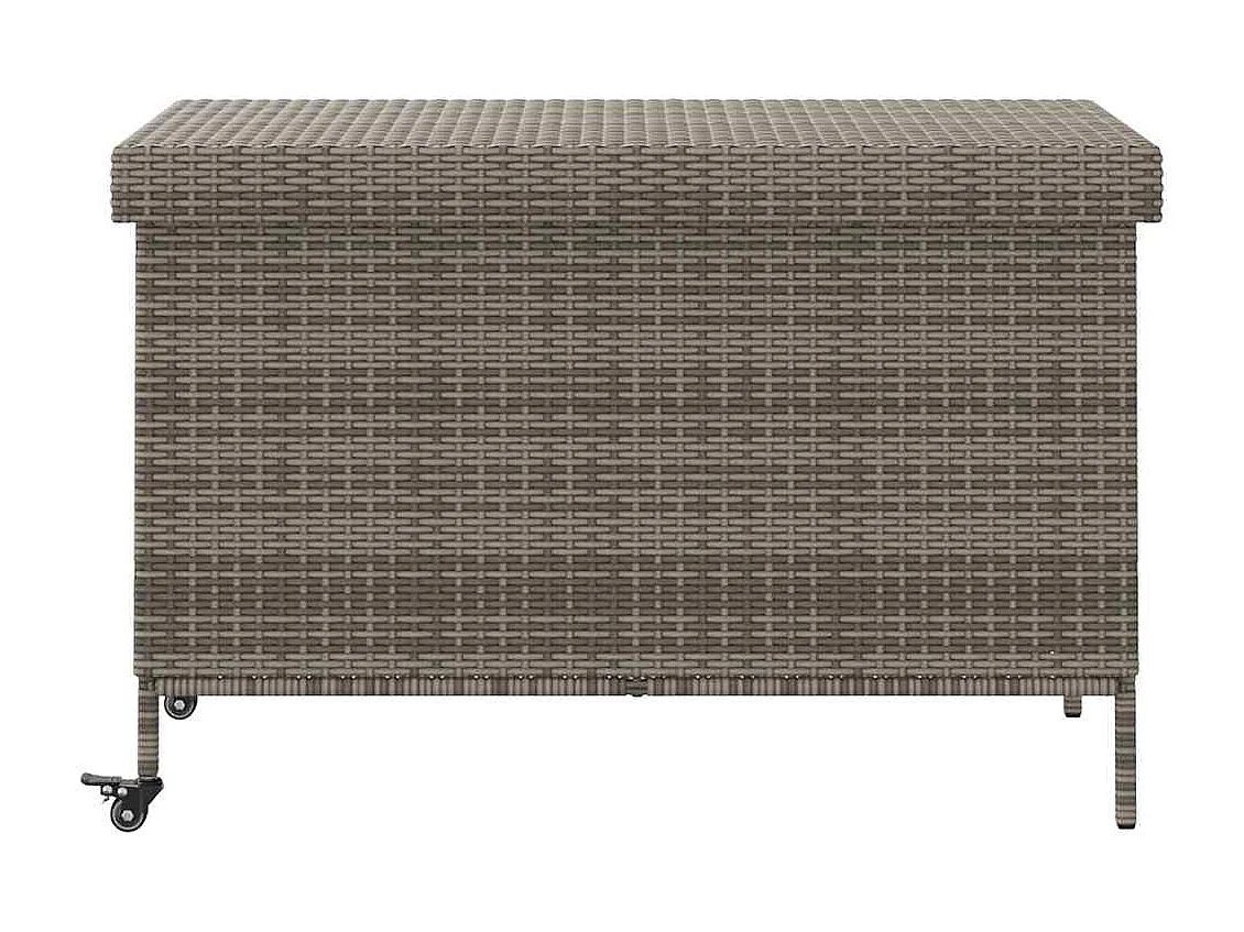 Boîte de rangement de jardin et roues gris résine tressée