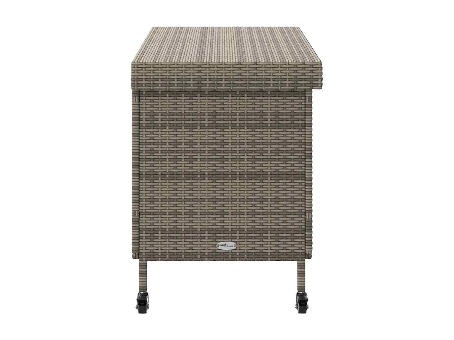 Boîte de rangement de jardin et roues gris résine tressée