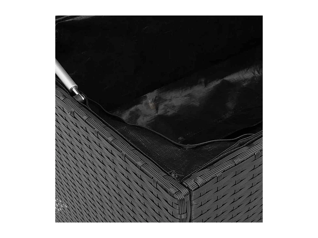 Boîte de rangement de jardin noir 220x50x58 cm résine tressée