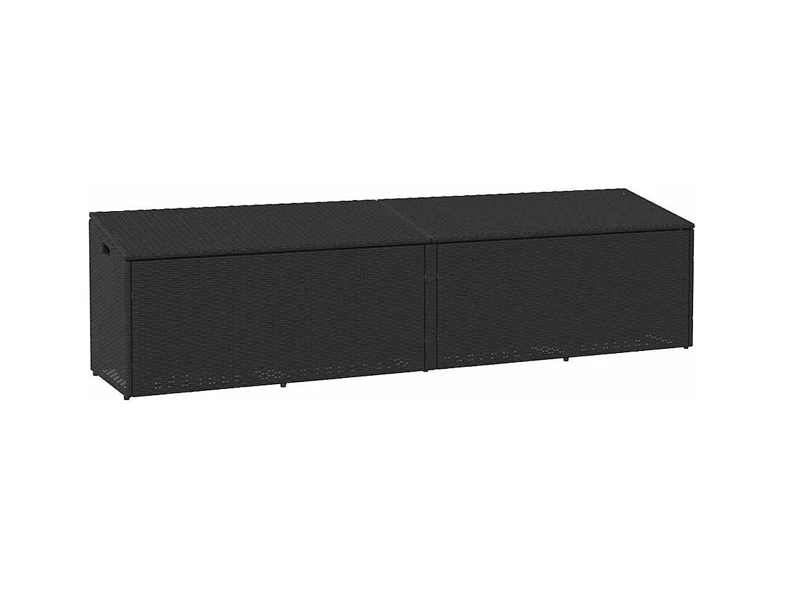 Baule portaoggetti da giardino nero 220x50x58 cm in resina intrecciata