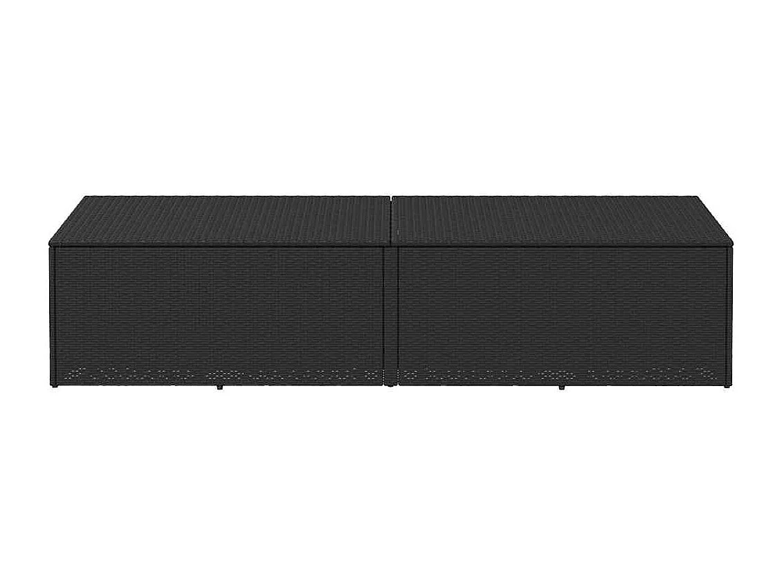 Boîte de rangement de jardin noir 220x50x58 cm résine tressée