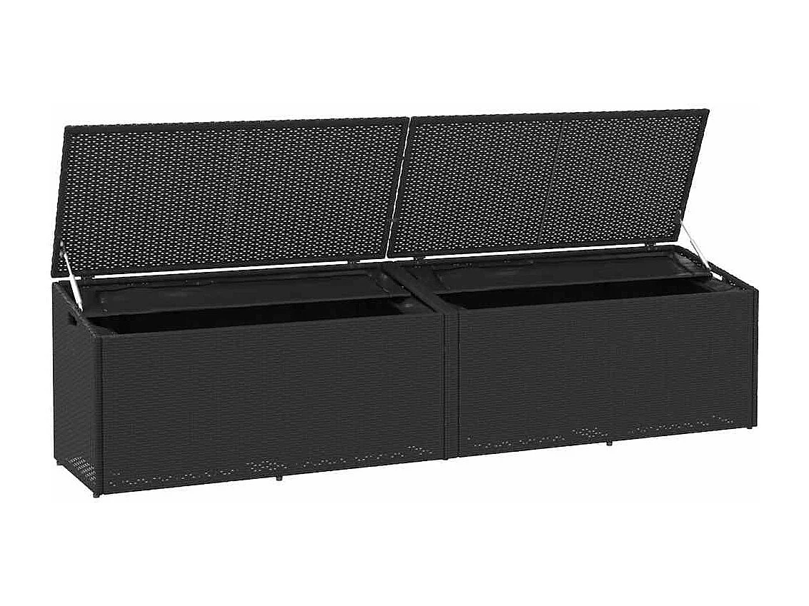 Boîte de rangement de jardin noir 220x50x58 cm résine tressée