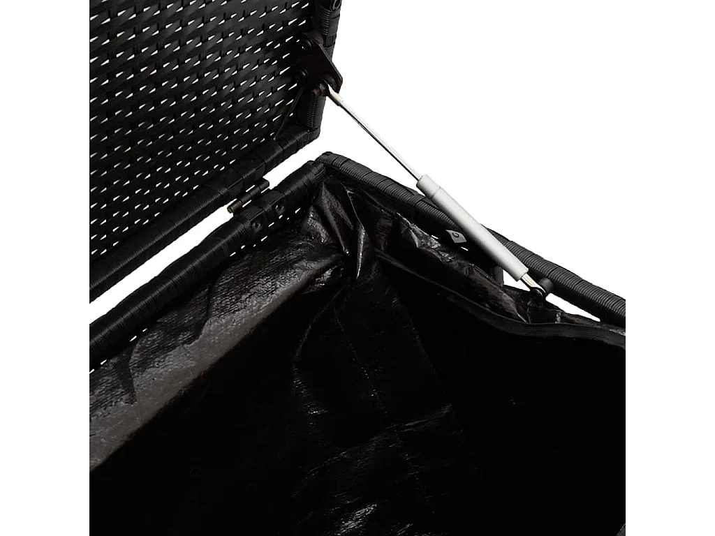 Boîte de rangement de jardin noir 220x50x58 cm résine tressée