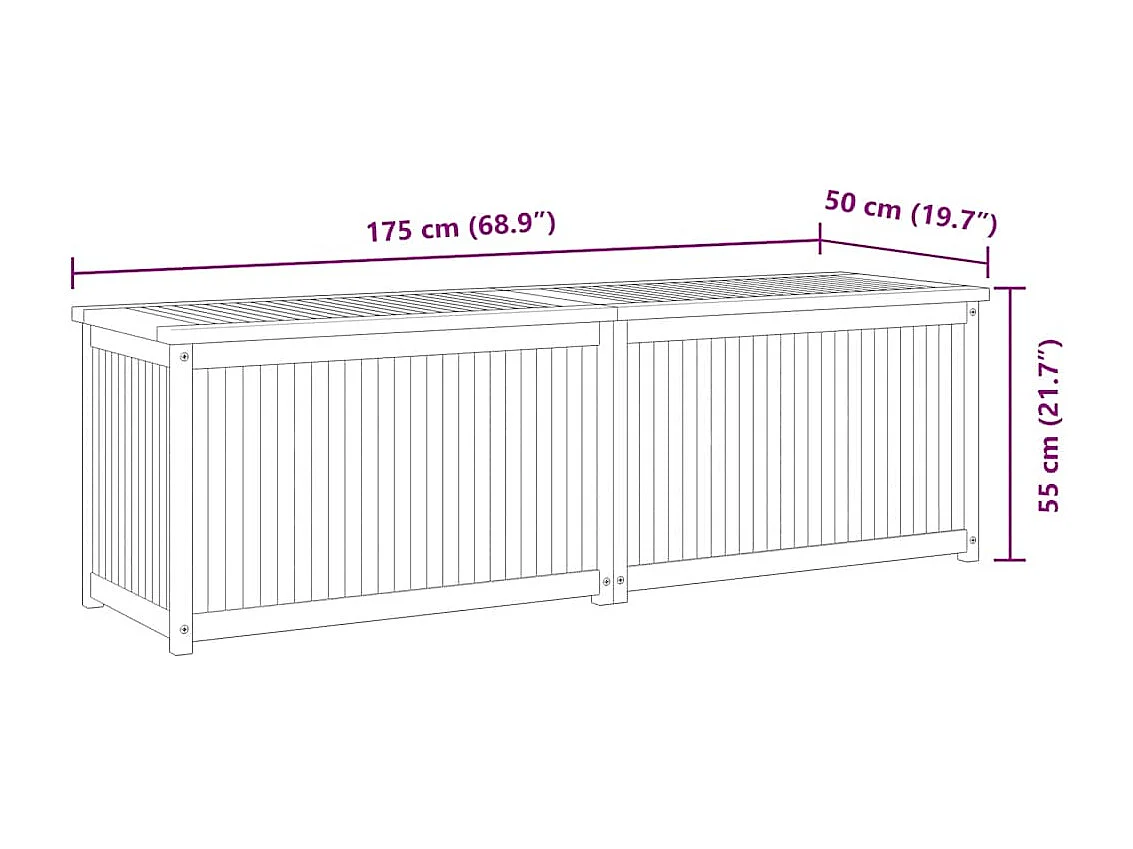 Tuinbak 175x50x55 cm Massief teakhout